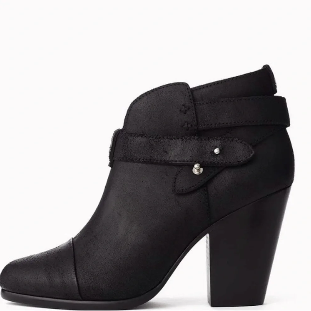 Rag & Bone Womens Harrow Ankle Boots Black Leather High Heel Bootie Sz 39 US 9